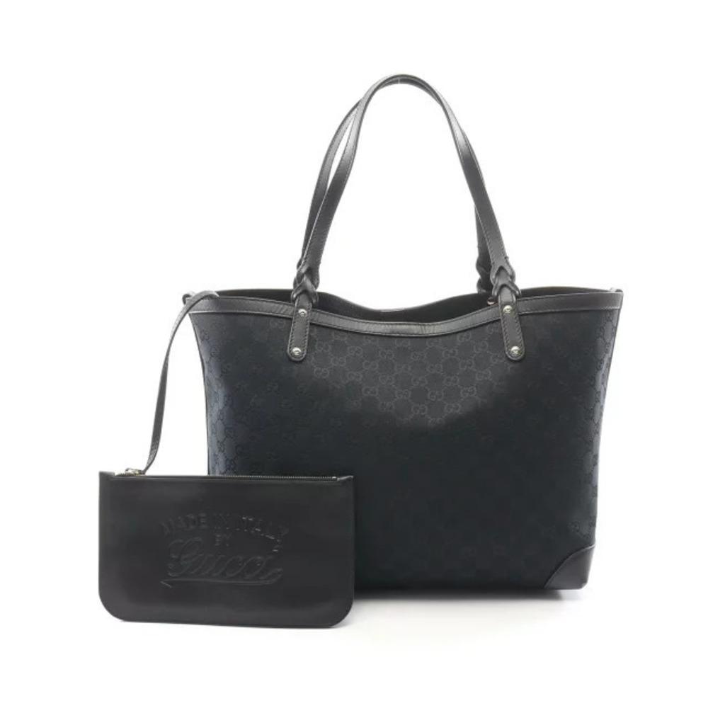 Gucci GG Canvas Tote Bag Leather Black